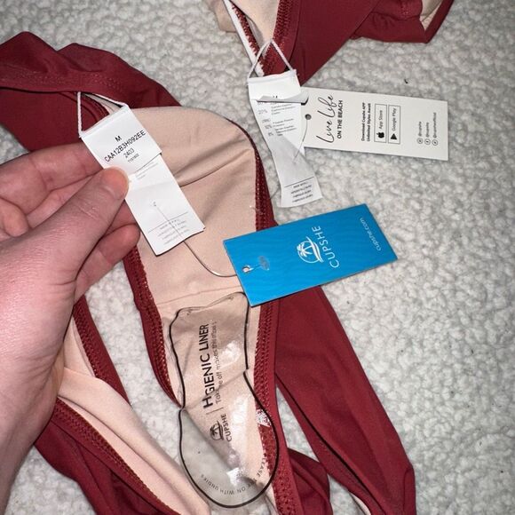 Cupshe Women’s Swim Bikini Set Rust Red Orange Size Medium NWT - Picture 6 of 7